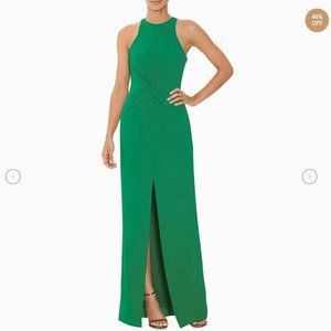 Kelly green Halston floor length dress